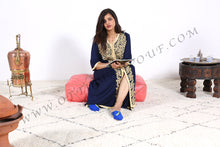 Load image into Gallery viewer, Leather Mustard Yellow Ottoman Pouf