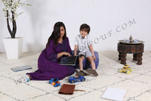 Load image into Gallery viewer, Hot Peach Moroccan Leather Round Pouf