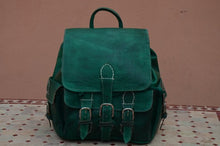 Load image into Gallery viewer, Green Organic Dye - Leather Backpack with Soft Lining