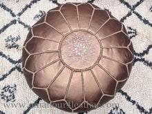 Load image into Gallery viewer, Bronze Handmade Leather Ottoman Pouf