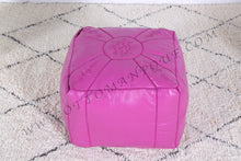 Load image into Gallery viewer, Charm & Perfection Cream Pasted Leather Handmade Stitched Pouf