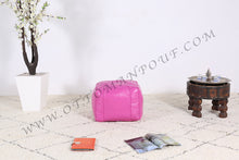 Load image into Gallery viewer, Charm & Perfection Cream Pasted Leather Handmade Stitched Pouf