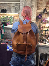 Load image into Gallery viewer, Leather Backpack with Front zipper pocket 14" Tall