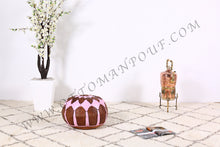 Load image into Gallery viewer, Brown & Pink Leather Pouf
