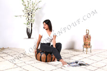 Load image into Gallery viewer, Brown & Black Leather Pouf