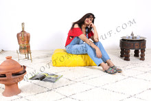 Load image into Gallery viewer, Burgundy Lovely Warm Red Leather Pouf