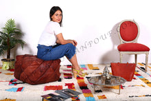Load image into Gallery viewer, Brownish Leather Pouf