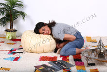 Load image into Gallery viewer, Charm & Perfection Cream Pasted Leather Handmade Stitched Pouf