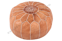 Load image into Gallery viewer, Caramel Tan Ottoman Pouf