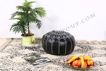 Load image into Gallery viewer, Black and white titched Leather