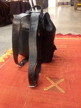 Load image into Gallery viewer, Small Black Leather Backpack with Hand Stitching