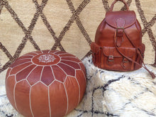 Load image into Gallery viewer, Crazy Sale, Leather Pouf & Handmade Leather Backpack " sale set "