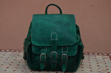 Load image into Gallery viewer, Green Organic Dye - Leather Backpack with Soft Lining