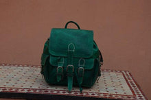 Load image into Gallery viewer, Green Organic Dye - Leather Backpack with Soft Lining