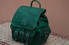 Load image into Gallery viewer, Green Organic Dye - Leather Backpack with Soft Lining