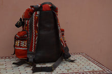 Load image into Gallery viewer, Giant travel Moroccan Carpet Backpack with Leather Moroccan Kilim Bag