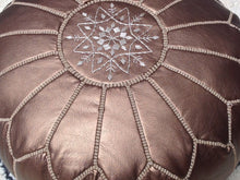 Load image into Gallery viewer, Bronze Handmade Leather Ottoman Pouf