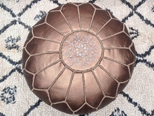 Load image into Gallery viewer, Bronze Handmade Leather Ottoman Pouf