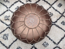 Load image into Gallery viewer, Bronze Handmade Leather Ottoman Pouf