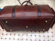 Load image into Gallery viewer, Retro Sangria Brown Leather Travel Duffle Bag & Purse
