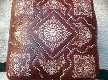 Load image into Gallery viewer, Brown Chocolate Square Leather Ottoman Pouf 19.6 inches square / 14.1 hight