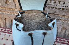 Load image into Gallery viewer, Handmade Leather Sky Blue Backpack with 3 front classic pockets