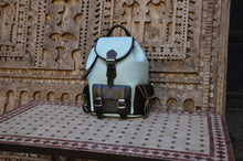 Load image into Gallery viewer, Handmade Leather Sky Blue Backpack with 3 front classic pockets