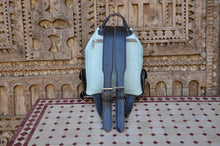 Load image into Gallery viewer, Handmade Leather Sky Blue Backpack with 3 front classic pockets