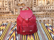 Load image into Gallery viewer, Large Organic Sangria Red Handmade Travel Leather Backpack from New York