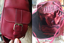 Load image into Gallery viewer, Large Organic Sangria Red Handmade Travel Leather Backpack from New York
