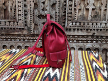 Load image into Gallery viewer, Large Organic Sangria Red Handmade Travel Leather Backpack from New York