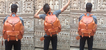 Load image into Gallery viewer, indiana jones Rustic Leather Handstitched Backpack from new york with keys or credit card holder