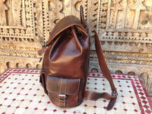 Load image into Gallery viewer, Large Brown Backpack with Soft Brown Lining