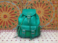 Load image into Gallery viewer, Amazing Light Green Rustic handmade Leather Backpack