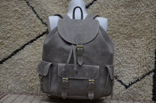Load image into Gallery viewer, Amazing Large Rustic Gray handmade Travel Leather Backpack ON SALE