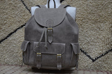 Load image into Gallery viewer, Amazing Large Rustic Gray handmade Travel Leather Backpack ON SALE