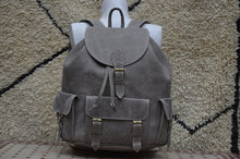 Load image into Gallery viewer, Amazing Large Rustic Gray handmade Travel Leather Backpack ON SALE