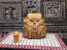 Load image into Gallery viewer, Large Mustard Handmade Travel Leather Backpack from new york