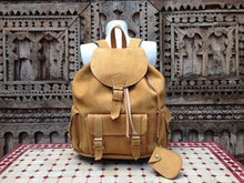 Load image into Gallery viewer, Large Mustard Handmade Travel Leather Backpack from new york