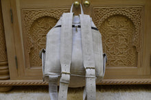 Load image into Gallery viewer, Small Light Gray Leather Backpack with Hand Stitching