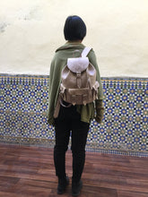 Load image into Gallery viewer, Small Light Gray Leather Backpack with Hand Stitching