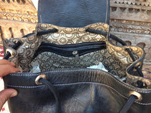 Load image into Gallery viewer, Small Black Leather Backpack with Hand Stitching