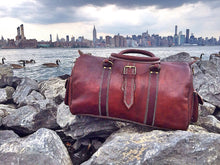 Load image into Gallery viewer, Retro Sangria Brown Leather Travel Duffle Bag & Purse