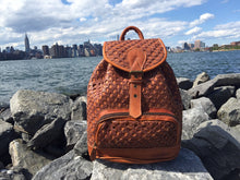 Load image into Gallery viewer, Small Braided Leather Backpack in Natural Color