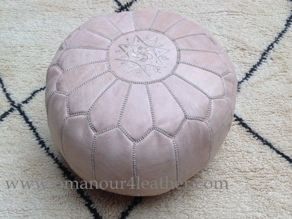 Natural Raw Leather Handmade Ottoman Leather Pouf