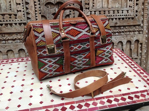 Great Looking with this Colorful Carry on travel tapestry Leather Duffle Bag now in NEW YORK