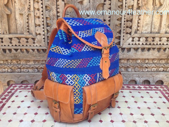 Spring Tribal Backpack Carpet and Leather 