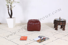 Load image into Gallery viewer, White Leather Handmade Ottoman Stitched Pouf
