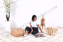 Load image into Gallery viewer, Natural Leather Ottoman Pouf
