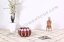 Load image into Gallery viewer, Brown &amp; Pink Leather Pouf
